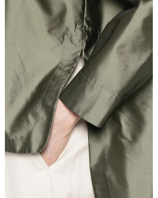 Max Mara Green Concealed-Fastening Band-Collar Shirt