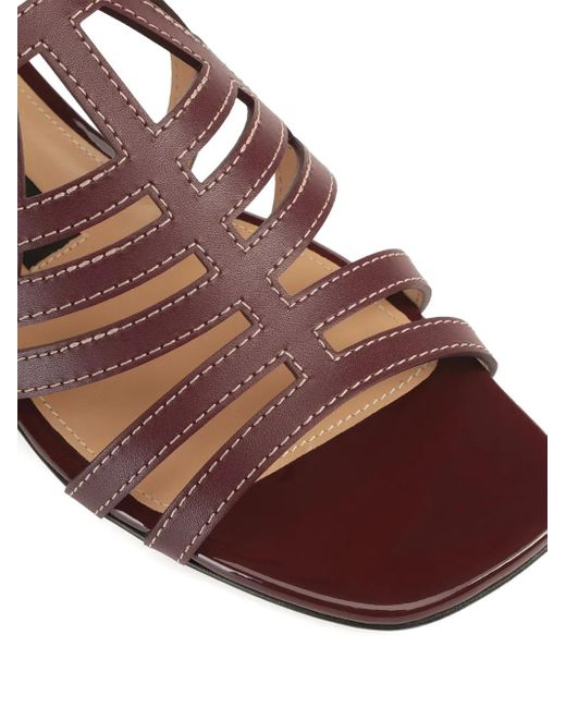 Sergio Rossi Brown Agate Cut-Out Slingback Sandals