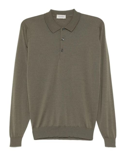 John Smedley Gray Smed Knit Polo Shirt for men