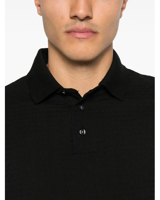 Emporio Armani Black Logo Cotton Polo Shirt for men