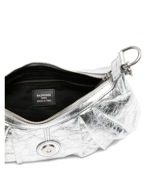 Balenciaga White Pamela Metallised-Leather Shoulder Bag