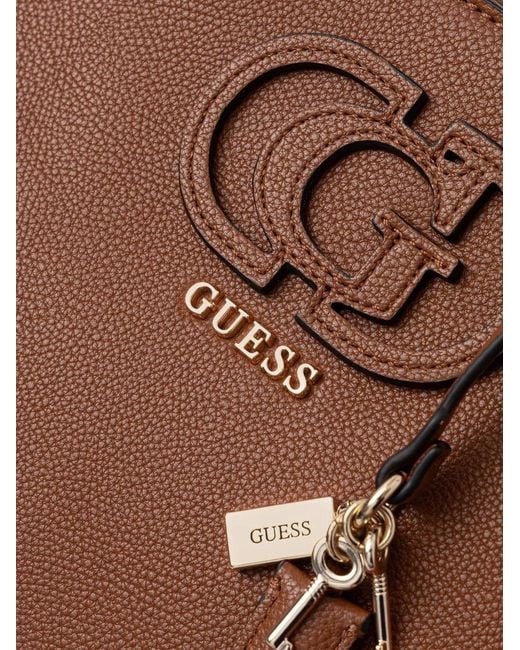 Guess Brown Isola Logo-Plaque Top-Hand Bag