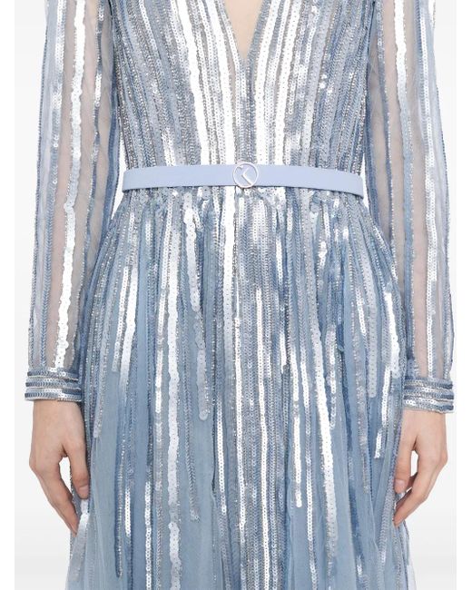 Abito Lungo Con Paillettes di Saiid Kobeisy in Blue