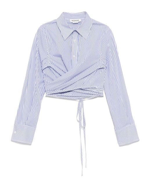 Camicia Crop A Righe A Maniche Lunghe di Monse in Blue