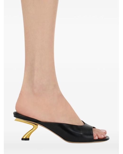 Ferragamo Black S-Shaped Heel Slides