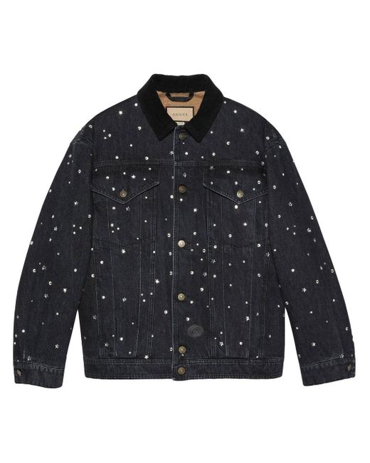 Gucci Blue Universal Studios Sequin-embellished Denim Jacket for men