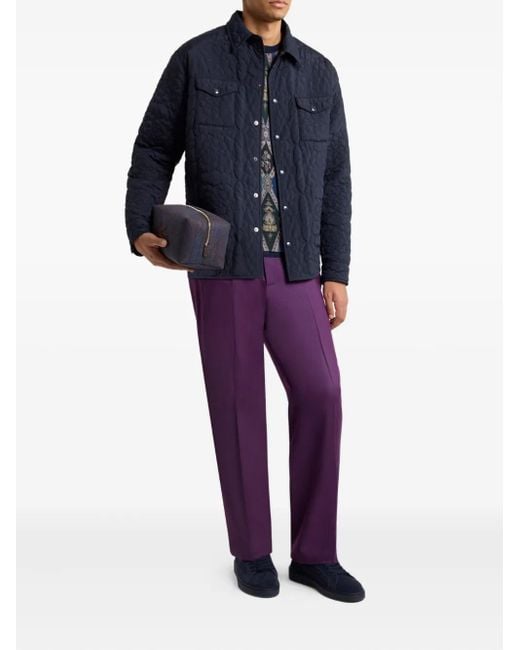 Etro Purple Welt-Pockets Tailored Trousers for men