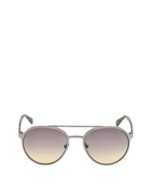 GUESS EYEWEAR Black Double-Bridge Round-Frame Sunglasses for men