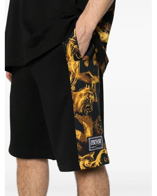 Versace Jeans Couture Black Watercolour Couture-Print Track Shorts for men