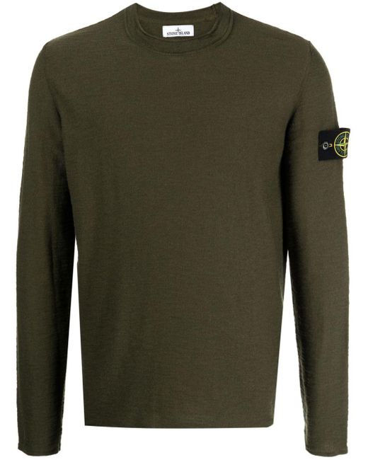 Stone Island Green Compass-patch Crew Neck Jumper for men