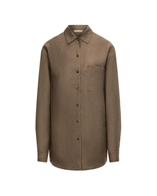12 STOREEZ Brown Patch-Pocket Shirt