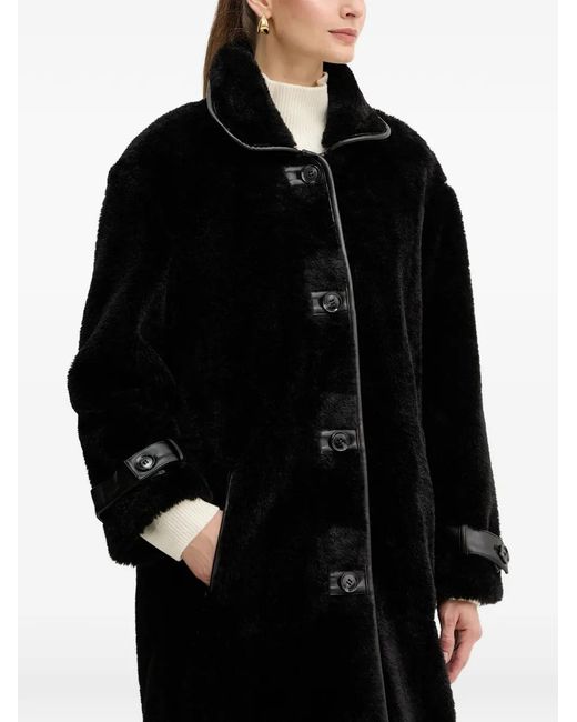 Liu Jo Black Teddy Button Cuff Coat
