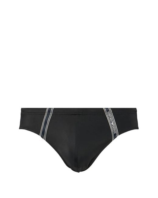 Emporio Armani Black Logo-Print Swimming Briefs for men