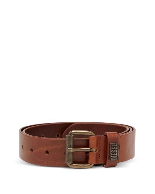 DIESEL レザーベルトヴィンテージ加工 ロゴブラウン 定価19800円 00s