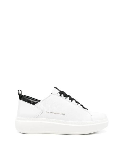 Alexander Smith White Wembley Leather Sneakers for men