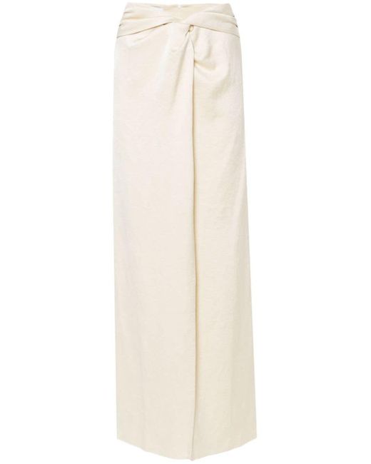 Nanushka White Crepe Twisted Maxi Skirt