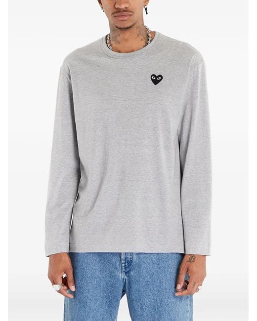 COMME DES GARÇONS PLAY Gray Heart Logo Long-Sleeve T-Shirt