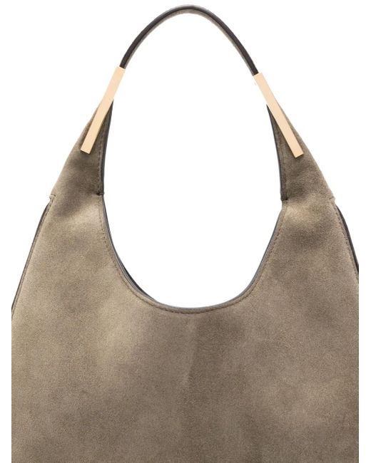 SAVETTE Gray Small Florence Suede Top-Handle Shoulder Bag