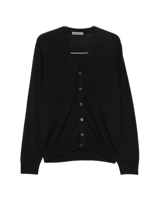 Corneliani Black Button-Up V-Neck Cardigan for men