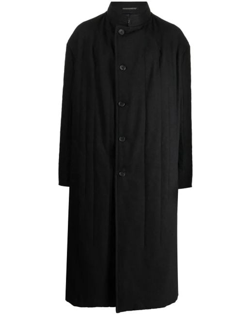 Yohji Yamamoto Black Single-Breasted Drop-Shoulder Coat for men
