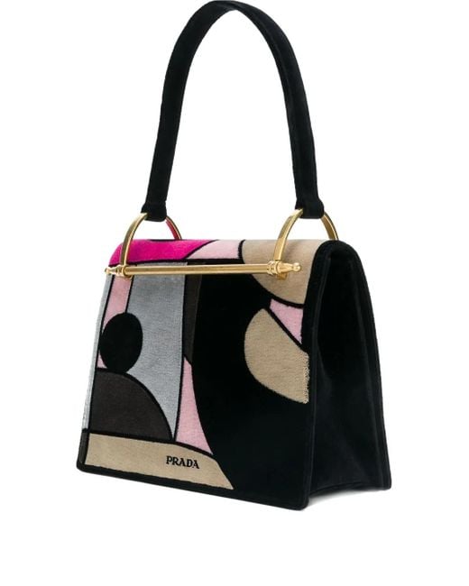 Prada Black Lisolette Watkins Tote Bag Im Patchwork-Look