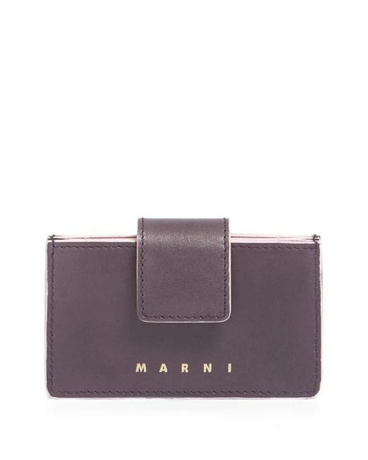 Marni Purple Logo-Print Gusseted Cardholder