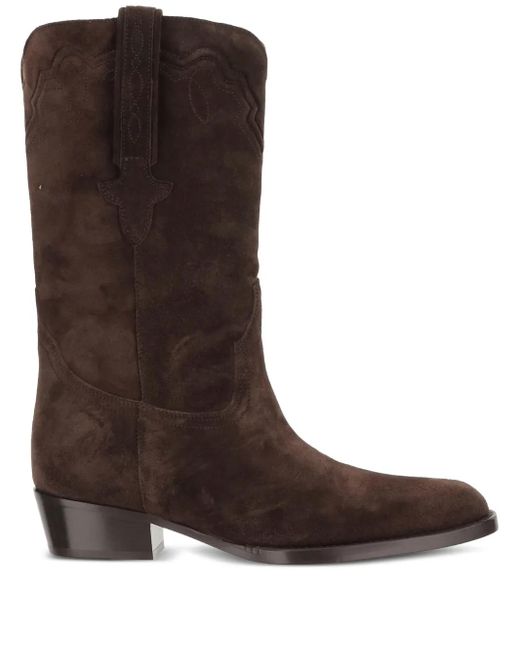 Ermanno Scervino レディース ブラウン ブローグディテール ブーツ