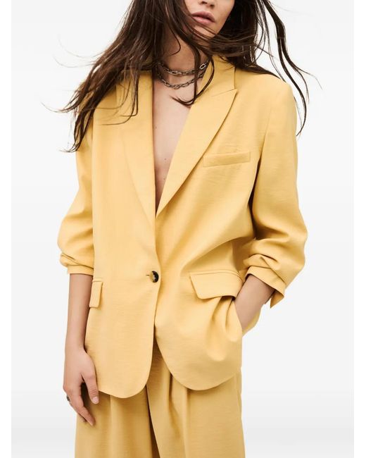 Ba&sh Yellow Dalena Single-Breasted Notched-Lapels Jacket