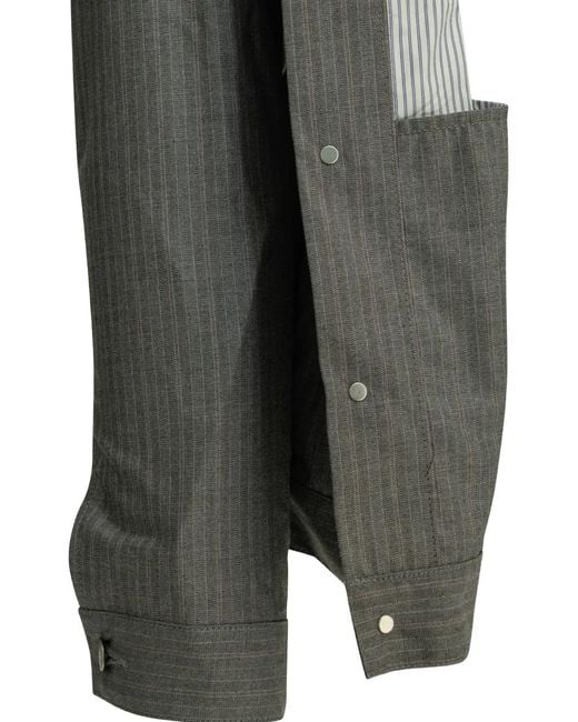Junya Watanabe Gray Pinstripe-Pattern Denim Jacket for men