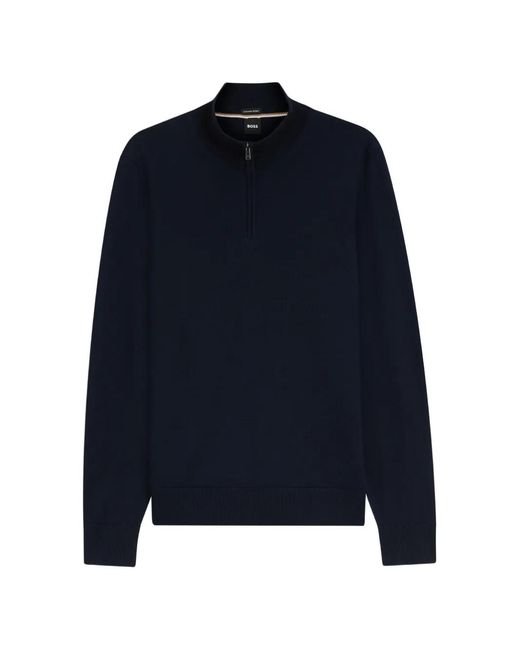 Boss Blue Pull À Col Zippé for men