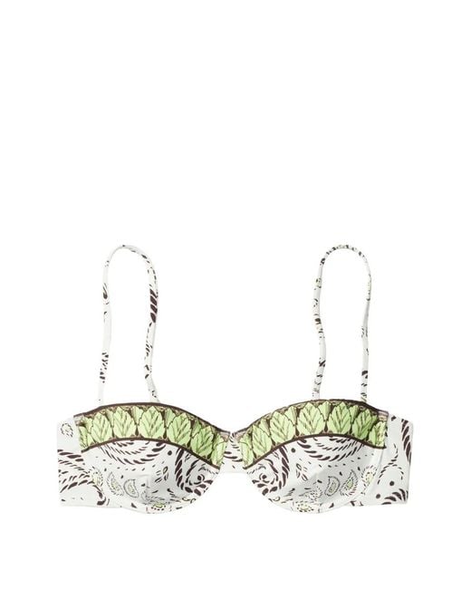 Tory Burch White Printed Underwire Bikini Top