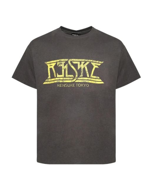 Rensuke Tokyo Gray Logo-Print Cotton T-Shirt for men