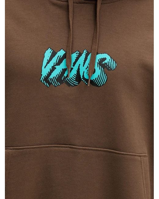 Vans Brown Logo-Print Drawstring Hoodie for men