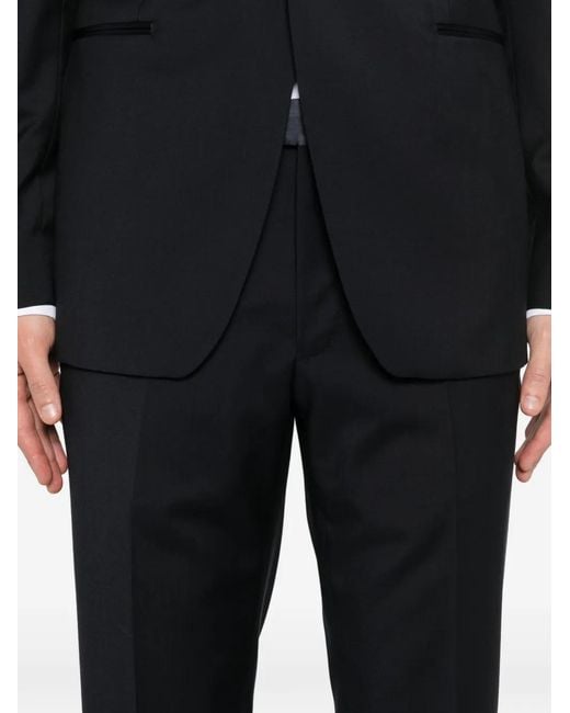 Tagliatore Black Peak-Lapel Suit for men