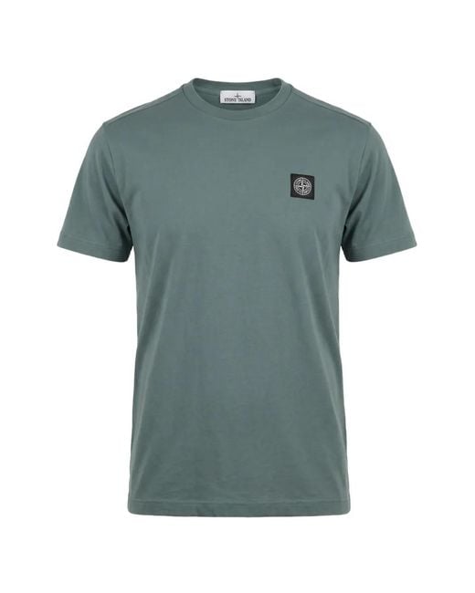 Stone Island Green Logo-Patch Short-Sleeve T-Shirt for men