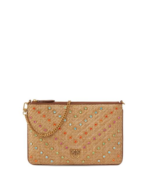Pinko Natural Clutch Mit Strass