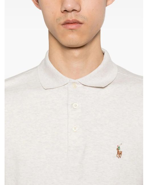 Polo Ralph Lauren White Polo Pony-Embroidered Cotton Polo Shirt for men