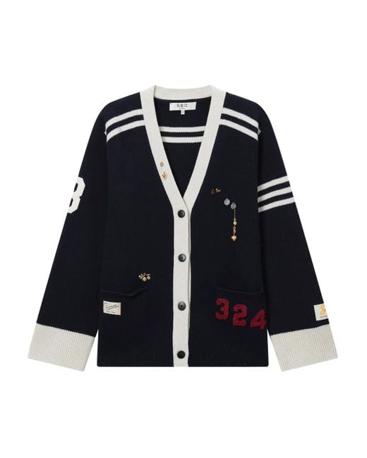 Sea Black Verzierter Cardigan Mit Streifen