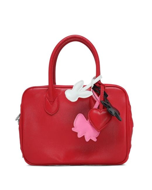 Comme des Garçons Red Charm-Detail Tote Bag