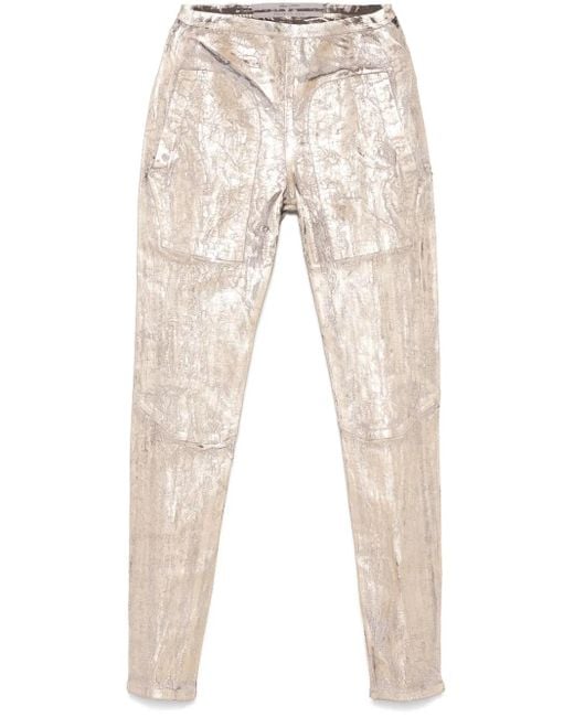 Rick Owens Natural Cracked-Effect Trousers