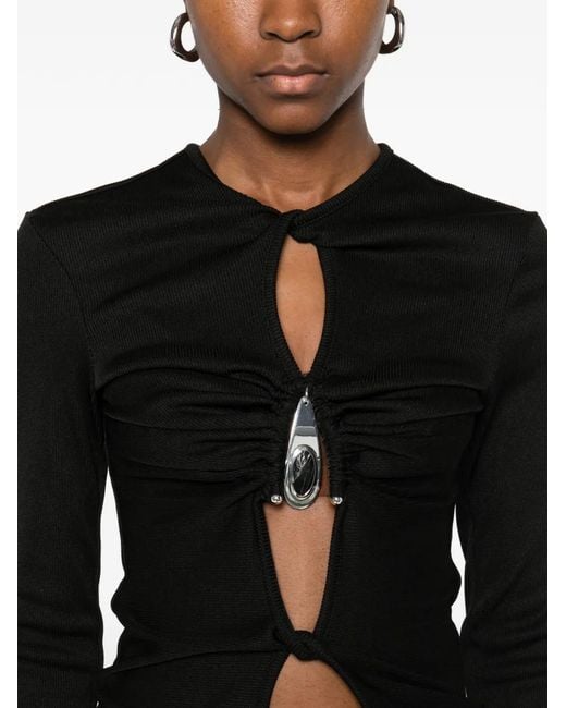 Christopher Esber Black Crystal-Pendant Open-Twist Top