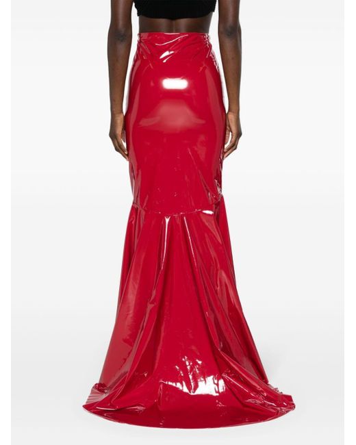 Atu Body Couture Red Patent-finish Mermaid Maxi Skirt