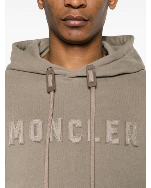 Hoodie en coton à patch logo Moncler pour homme en coloris Natural