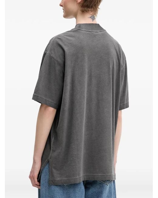 Karl Lagerfeld Gray Ribbed-Mock-Neck T-Shirt