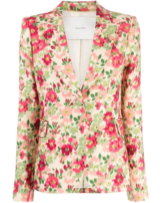 Adam Lippes Pink Floral-print Single-breasted Blazer