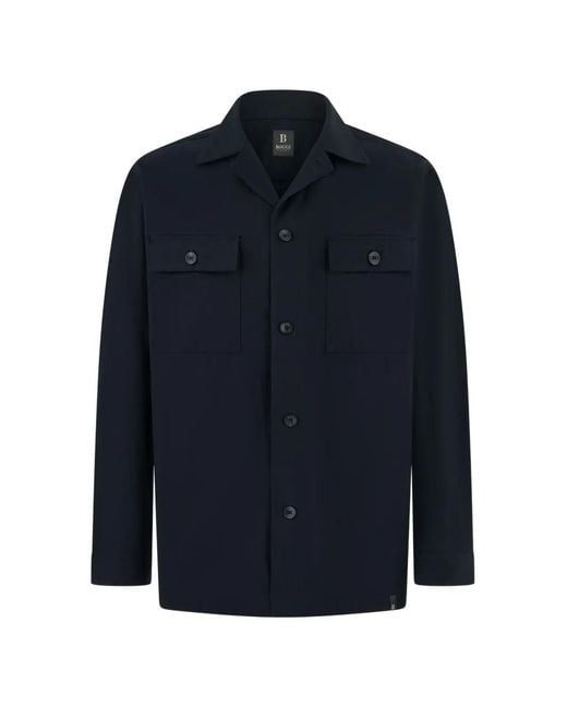 Boggi Blue Open-Collar Overshirt for men