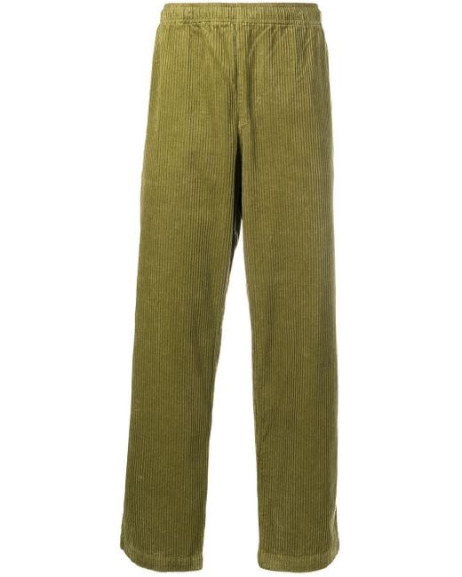 Stussy Green Wide Wale Beach Corduroy Trousers for men