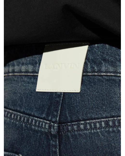 Lanvin Blue Logo-Patch Cotton Jeans for men