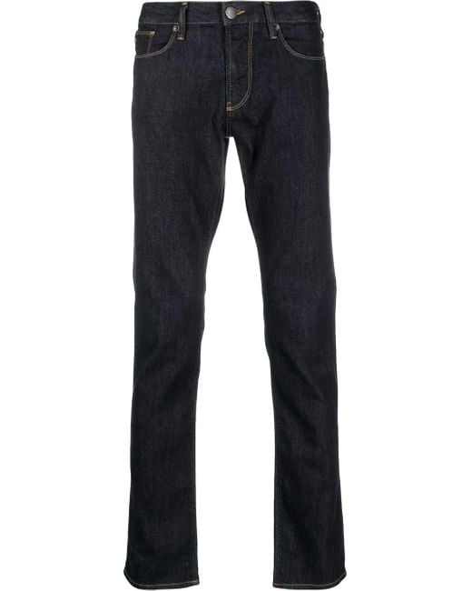 Emporio Armani Blue Mid-Rise Slim-Fit Jeans for men