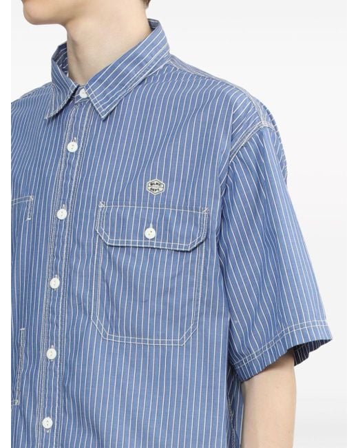 Chocoolate Blue Logo-appliqué Striped Cotton Shirt for men